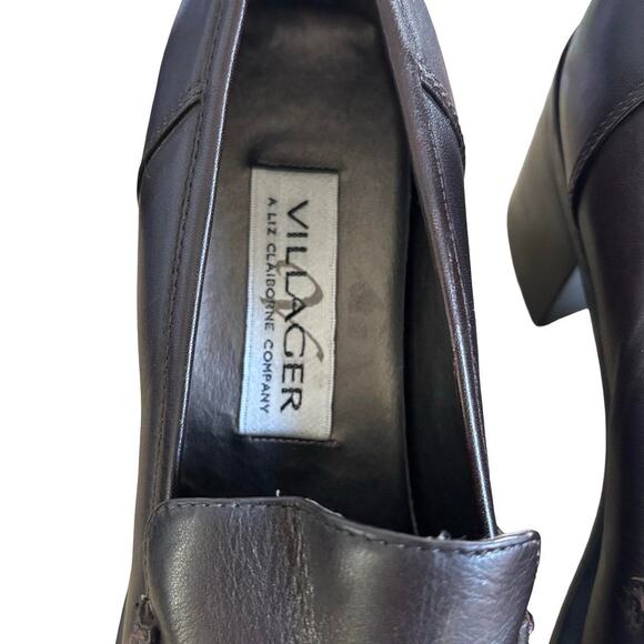 90'S VTG. BROWN CHUNKY LOAFERS SLIP ON LIZ CLAIBORNE SZ. 7 LIKE NEW - Picture 4 of 8